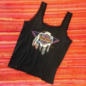 Vintage 1990 Harley Davidson 3D Emblem Lace Tank